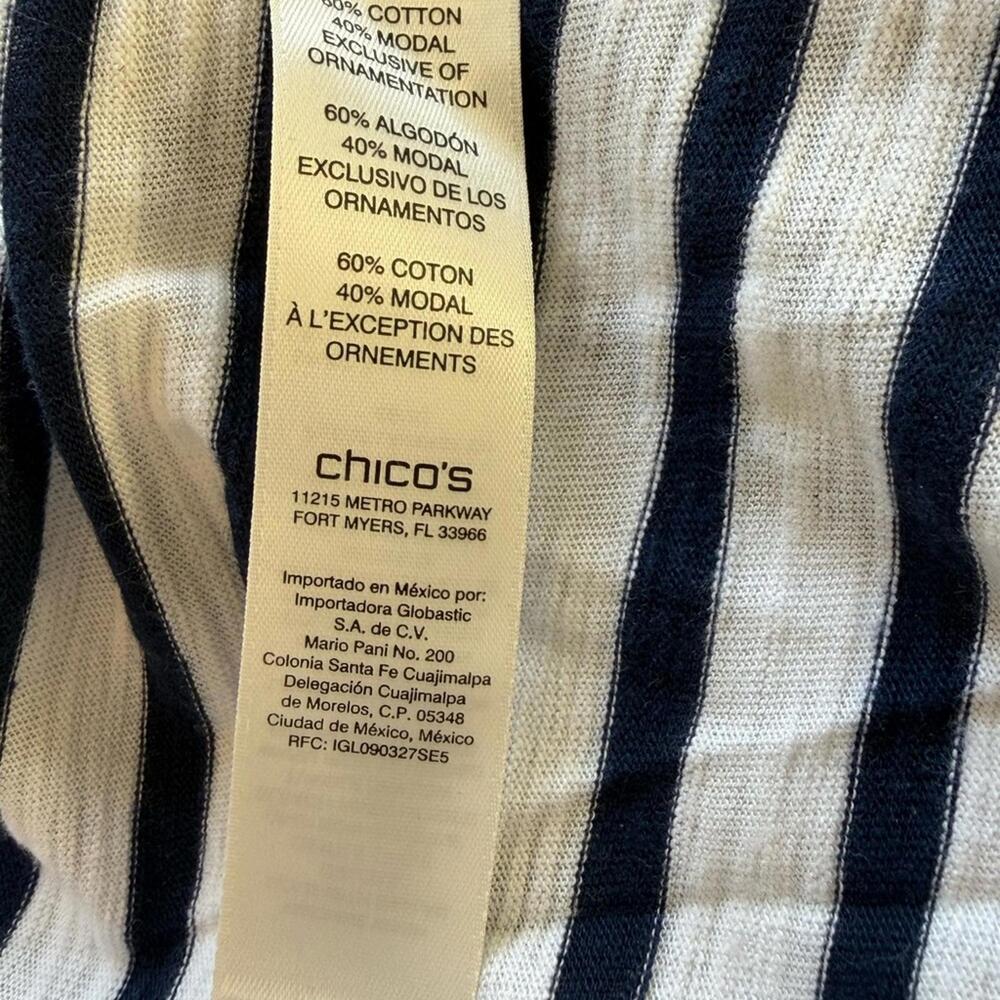 Chico’s Navy & White Striped Top with Floral Embroidery – Coastal Chic Style - Picture 6 of 7